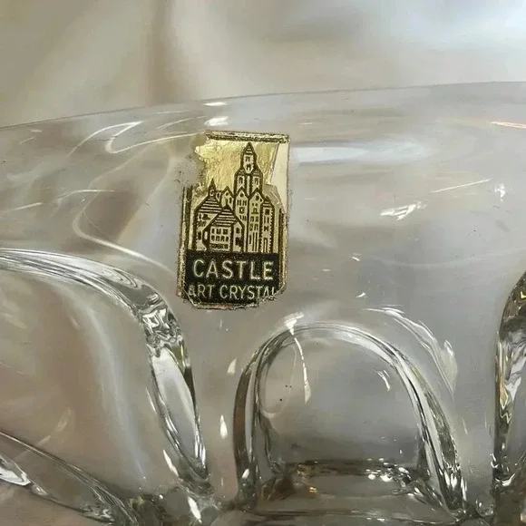 Vintage Castle Art Crystal Abstract Candy Bowl Dish - Picture 3 of 5